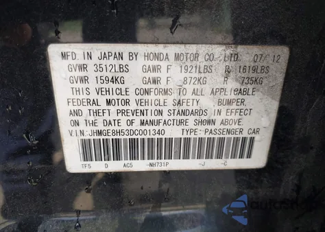 2013 Honda Fit Sport z USA, uszkodzony, nr VIN JHMGE8H53DC001340